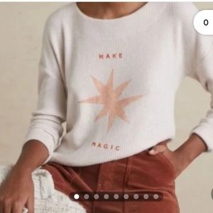 ANTHRO / JEN PETERS MAKE MAGIC PERRY THERMAL WAFFLE KNIT TOP IVORY (size large)